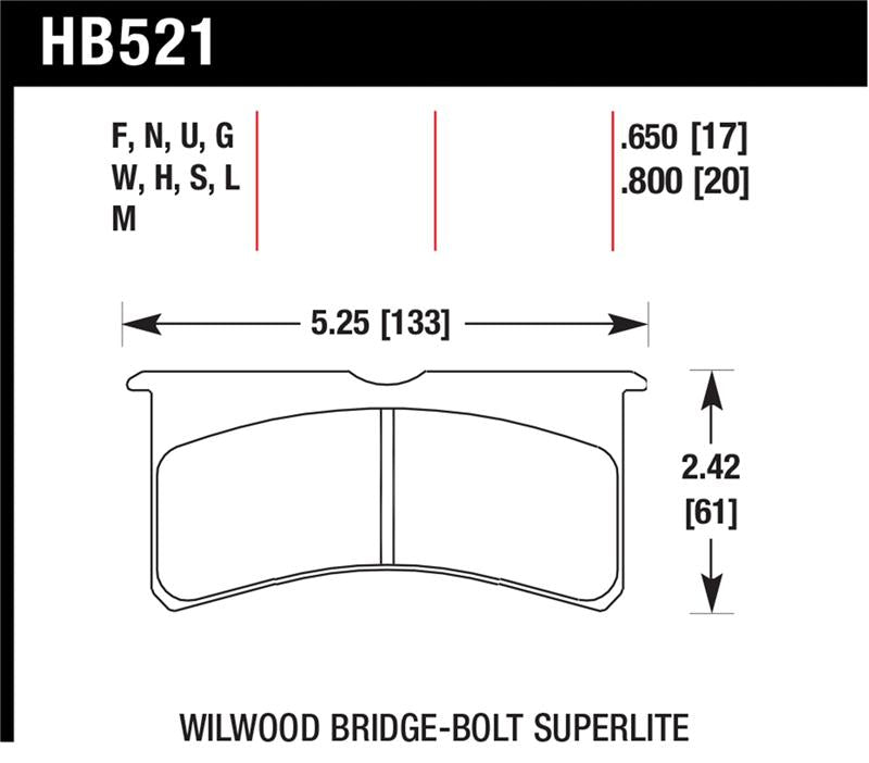 Hawk Wilwood Superlite 4/6 Forged Thin Race DTC-70 Brake Pads
