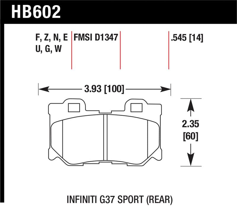 Hawk Infiniti G37 Sport HP+ Street Rear Brake Pads
