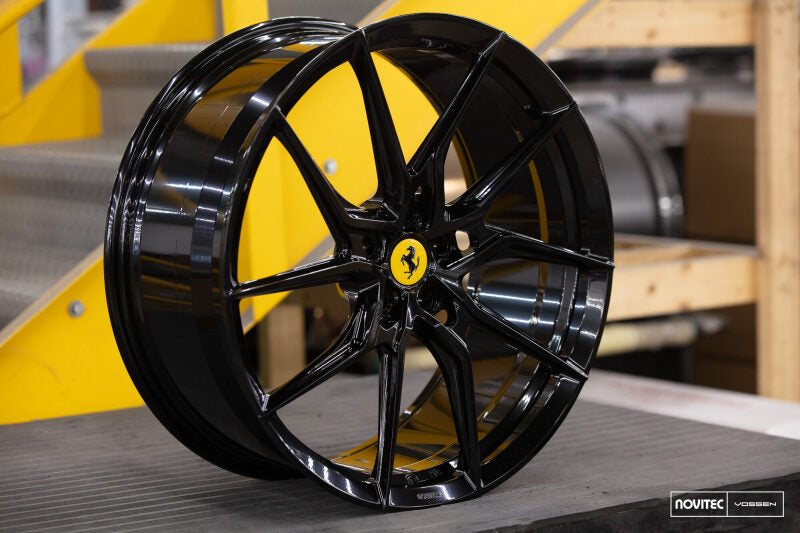 Vossen x Novitec NF8 21x9.5 / 5x114.3 / ET38 - Gloss Black Wheel - (Ferrari 296 - Front)