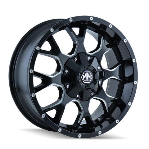 Mayhem 8015 Warrior 17x9 / 6x135 BP / -12mm Offset / 106mm Hub Black w/ Milled Spokes Wheel