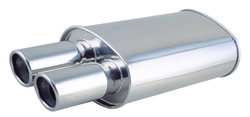 Vibrant StreetPower Turbo Oval Muff w/ Dual 3.5in Round Tips Straight Cut Bev Edge 3in inlet I.D.
