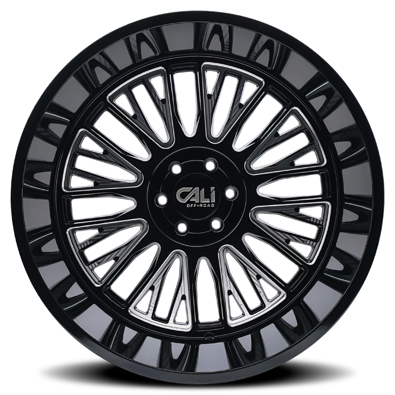 Cali Off-Road 9116 Vertex 24x14 / 8x170 BP / -76mm Offset / 125.2mm Hub Gloss Black Milled Wheel