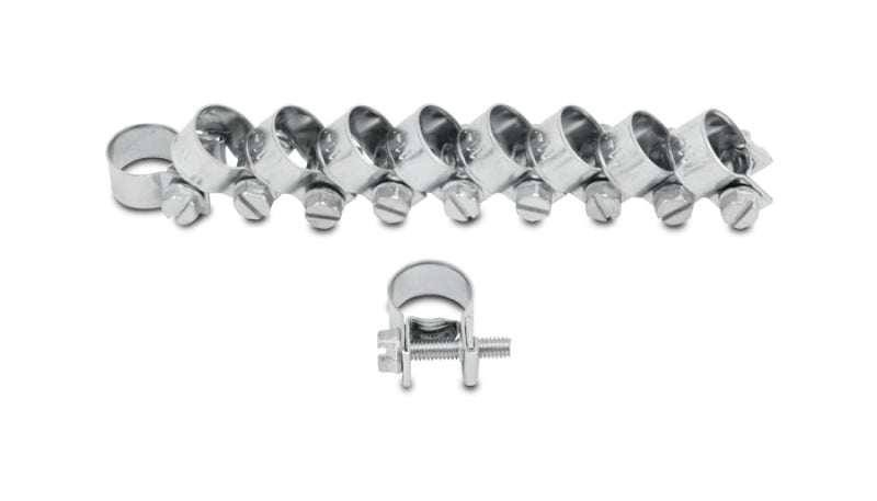 Vibrant Fuel Injector Style Mini Hose Clamps 15-17mm clamping range Pk of 10 Zinc Plated Mild Steel