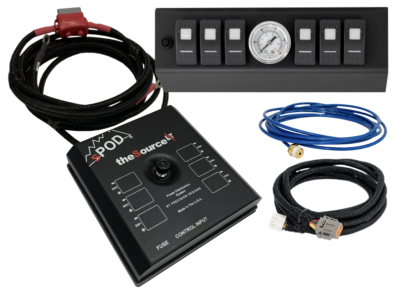 sPOD 07-08 Jeep Wrangler JK SourceLT w/Air Gauge and Green LED Switch Panel