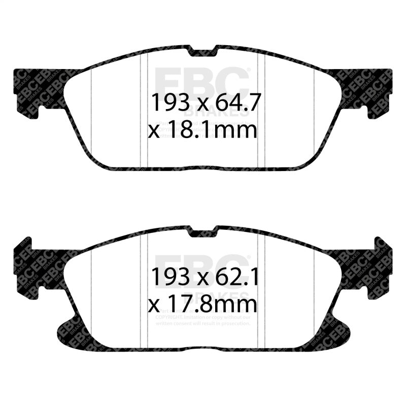 EBC 19+ Ford Edge ST 4WD 2.7TT w/o Performance Brake Package Redstuff Front Brake Pads