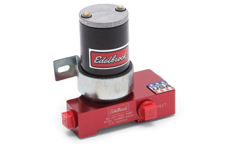 Edelbrock Fuel Pump Electric Quiet-Flo Carbureted 160GPH 1/2In In 1/2In Out 160 GPH Red