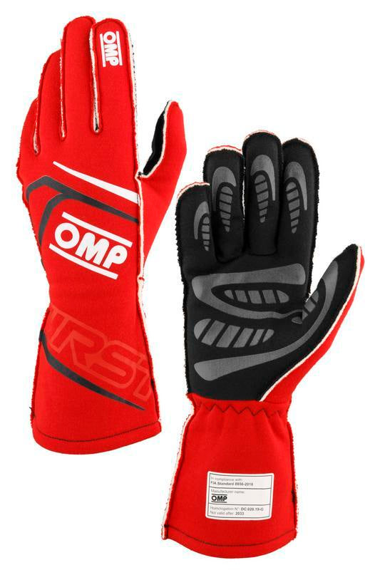 OMP FIRST GLOVES FIA 8856-2018 MY2025 RED SZ XL