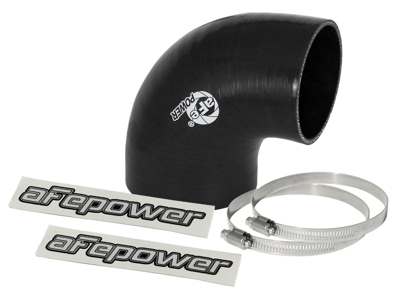 aFe Magnum FORCE Intake Coupling Kit (3-1/2 IN to 3 IN ID x 90 Deg.) Elbow Reducing Coupler - Black