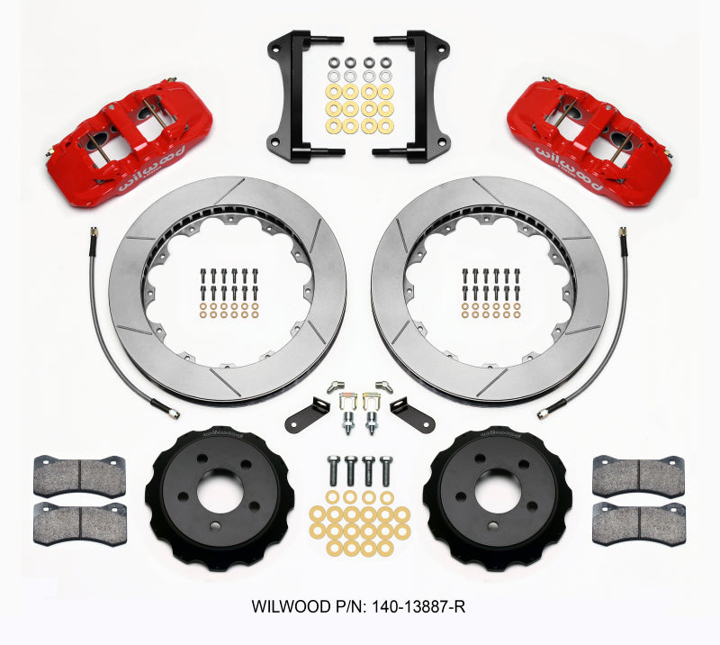 Wilwood AERO6 Front Hat Kit 15.00 Red 15-23 Mustang w/Lines