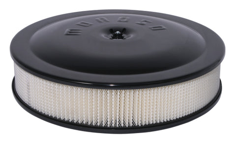 Moroso Racing Air Cleaner - 14in x 3in Filter - Aluminum - Black Powder Coat