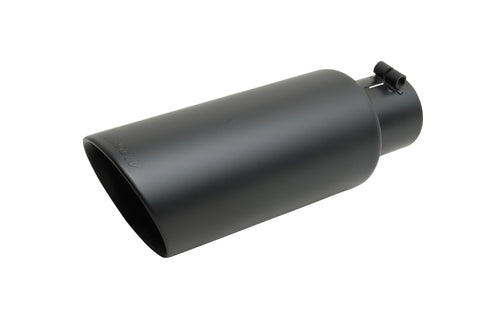 Gibson Round Dual Wall Slash-Cut Tip - 5in OD/4in Inlet/12in Length - Black Ceramic