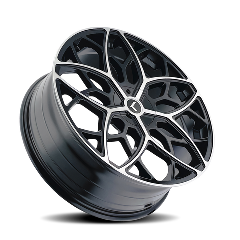 Kraze KR184 Ricochet 22x8.5 / 5x112/114.3 BP / 38mm Offset / 72.62mm Hub Gloss Black Machined Wheel