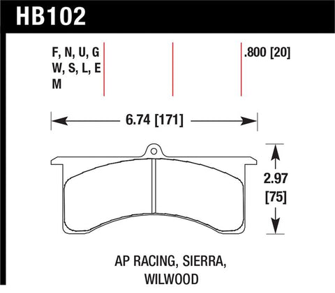 Hawk AP Racing 6 - Sierra/JFZ - Wilwood DTC-60 Race Brake Pads