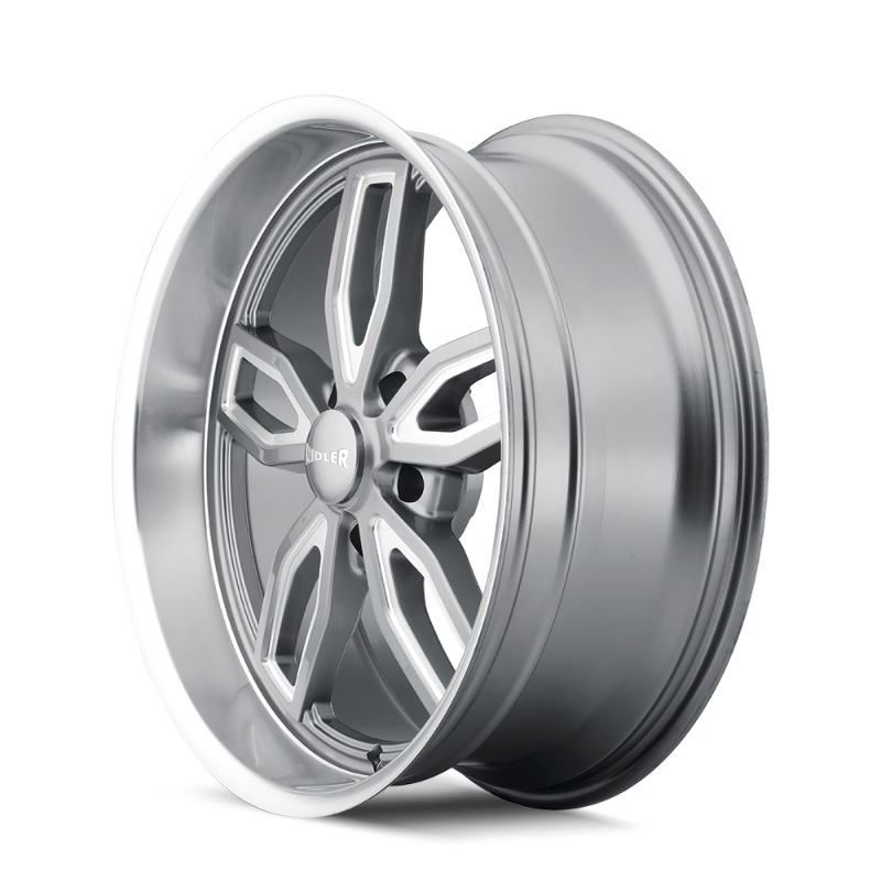 Ridler 608 18x8 / 5x120.65 BP / 0mm Offset / 72.62mm Hub Gloss Grey Milled Wheel