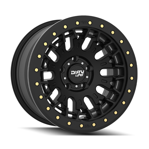 Dirty Life DT-3 17X9 6x139.7 -12 Offset - Satin Black w/ Simulated Beadlock