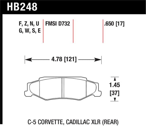 Hawk 97-06 Corvette (incl C5 Z06) HP+ Street Rear Brake Pads