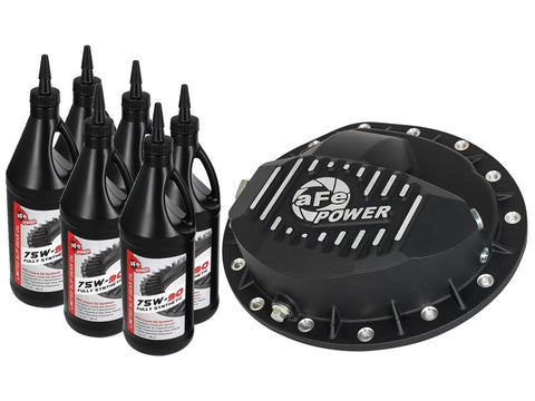 aFe Rear Differential Cover Black w/Machined Fins Nissan Titan XD 16-19 - w/Oil