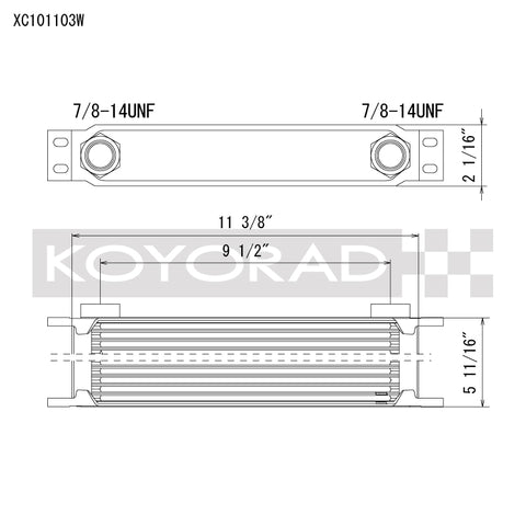 Koyo 10 Row Oil Cooler 11.25in x 3in x 2in (AN-10 ORB provisions)