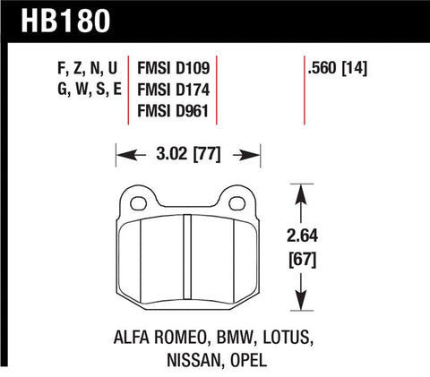 Hawk 03-06 Evo / 04-09 STi / 03-07 350z Track HT-10 Rear Pads