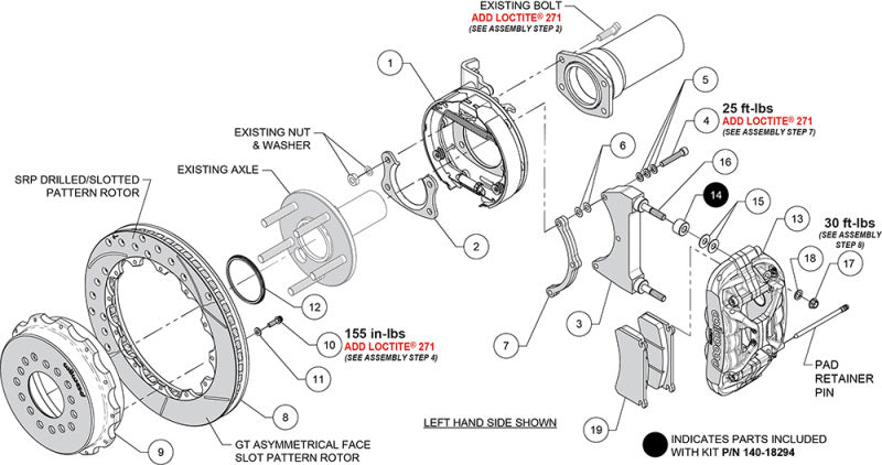 Wilwood New Big Ford XRS4R Rear Big Brake Kit - 14.00in Drill & Slotted Rotor - 2.50in Offset - Blk