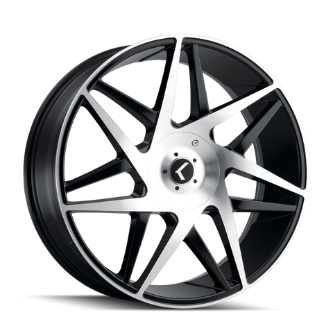 Kraze KR192 Phase 22x8.5 / 5x112/114.3 BP / 38mm Offset / 72.62mm Hub Gloss Black Machined Wheel