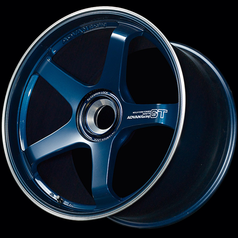 Advan GT for Porsche 21x11.0 / +60 Offset / 5x130 / 71.8mm Bore / Racing Titanium Blue and Ring