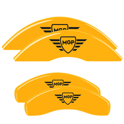 MGP 4 Caliper Covers Engraved Front & Rear MGP Yellow Finish Black Char 2011 Audi A6 Quattro