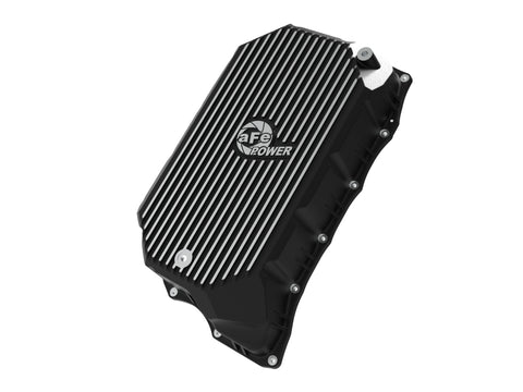 aFe 20-25 GM Diesel V8-6.6L L5P Transmission Pan w/ Machined Fins - Black