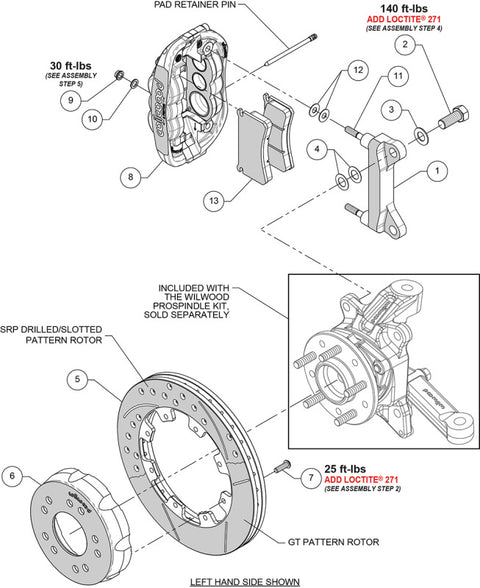 Wilwood Chevy C10 XRS6R Front Big Brake Kit - 12.19in Slotted Rotor - Alum. Pro Spindle - Red