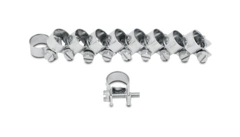 Vibrant Fuel Injector Style Mini Hose Clamps 14-16mm clamping range Pk of 10 Zinc Plated Mild Steel