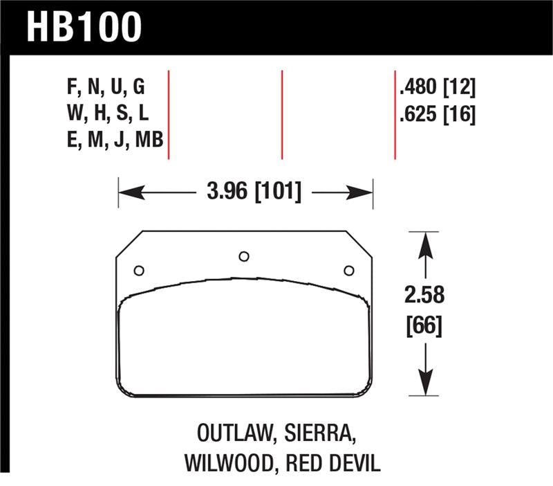 Hawk Wilwood DL/Outlaw/Sierra 12mm HPS 5.0 Street Brake Pads