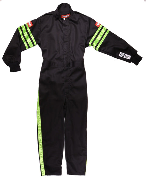 RaceQuip Green Trim SFI-1 JR. Suit - Kids Large