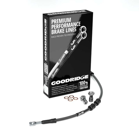 Goodridge 15-17 HD FLSTF/FXSB (w/ABS) -4in Black Brake Line Kit w/Stainless Steel Fittings