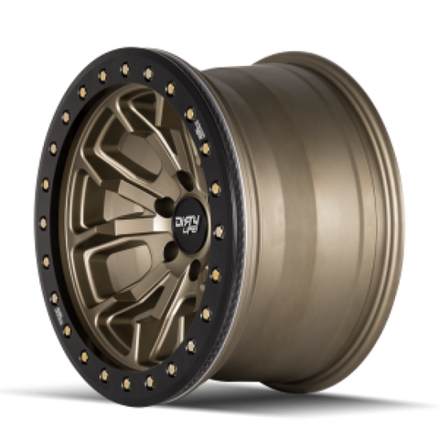 Dirty Life 9303 DT-1 17x9/8x165.1 BP/-12mm Offset/130.8mm Hub Satin Gold Wheel - Beadlock