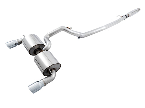 AWE Tuning Ford Focus RS Touring Edition Cat-Back Exhaust- Resonated - Chrome Silver Tips