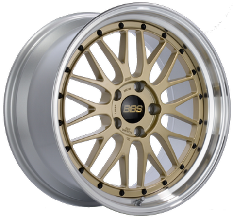 BBS LM 18x10 5x114.3 ET25 PFS Gold Center Diamond-Cut Rim Wheel PFS/Clip Req