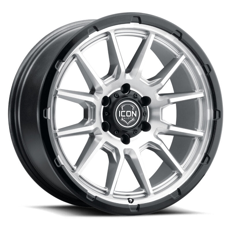 ICON Alloys Cajon 20x9 / 5x5 / -12mm / 4.5in BS Silver Machined Wheel w/ GB Lip