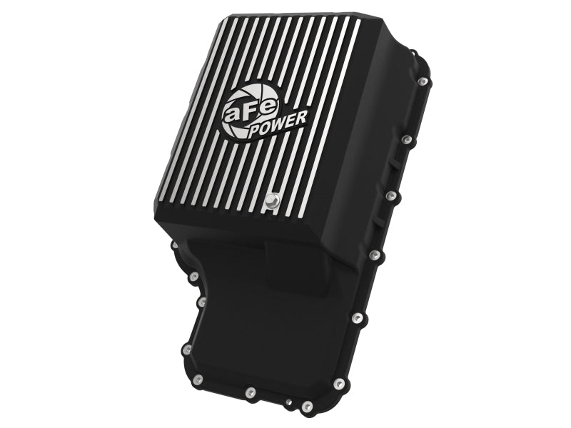 aFe 20-21 Ford Truck w/ 10R140 Transmission Pan Black POWER Street Series w/ Machined Fins