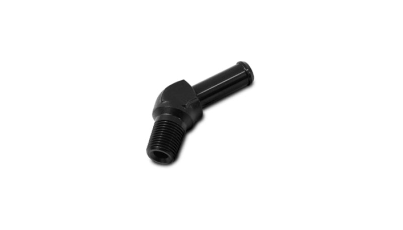Vibrant 1/2in NPT to 1/2in Barb 45 Degree Fitting - Aluminum