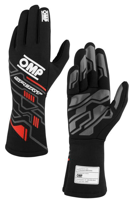 OMP SPORT GLOVES FIA 8856-2018 MY2025 BLACK / FLUO YELLOW SZ M