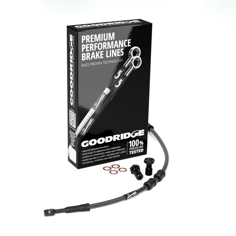 Goodridge 04-07 HD FLHRS Road King +10in Black Brake Line Kit w/Black Fittings