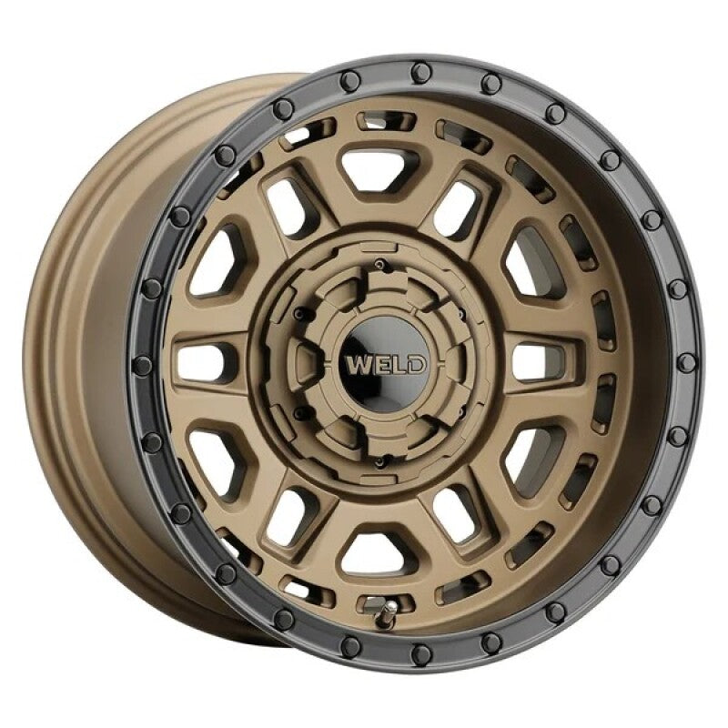 Weld Off-Road Crux 17x9in / 5x114.3 BP / ET -35 / 78.1mm Bore - Satin Bronze/Satin Black Ring Wheel