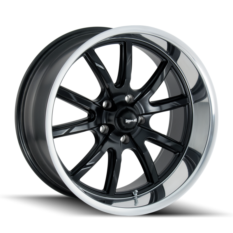 Ridler 650 18x9.5 / 5x120.65 BP / 0mm Offset / 83.82mm Hub Matte Black Polished Wheel