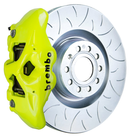 Brembo 14-20 A3 Front GT BBK 4 Piston Cast 345x30 1pc Rotor Slotted Type3-Fluo. Yellow