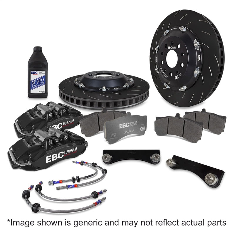 EBC Racing 17-21 Honda Civic Type-R (FK8) Black Apollo-6 Calipers 380mm Rotors Front Big Brake Kit