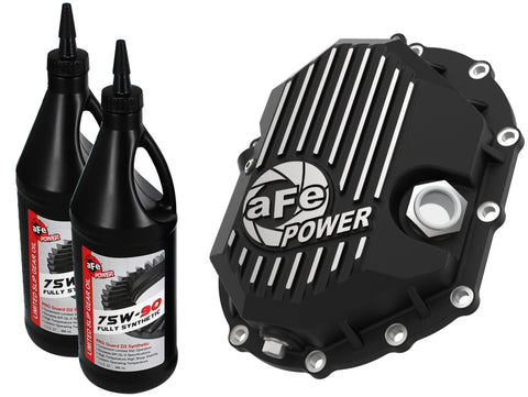 aFe Power 11-18 GM 2500-3500 AAM 9.25 Axle Front Diff Cover Black Machined w/ 2 Qts 75w90 Oil
