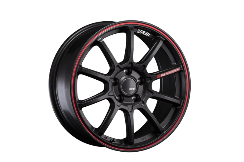 SSR GTV05 4x100 17x7.0 Offset 42 Flat Black w/ Red Line
