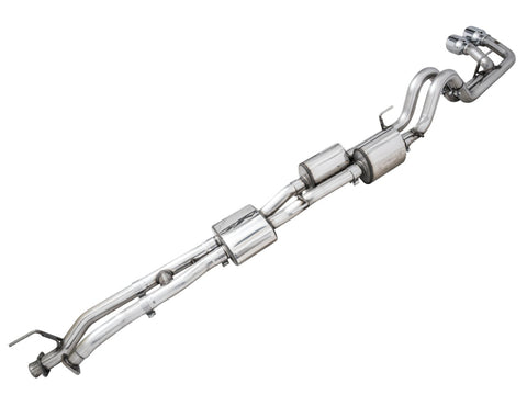 AWE Tuning 16-22 Toyota Tacoma 0FG Cat-Back Exhaust w/ BashGuard - Dual Chrome Silver Tips