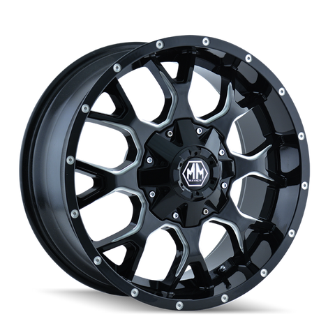 Mayhem 8015 Warrior 17x9 / 8x165.1 BP / -12mm Offset / 130.8mm Hub Gloss Black Milled Wheel