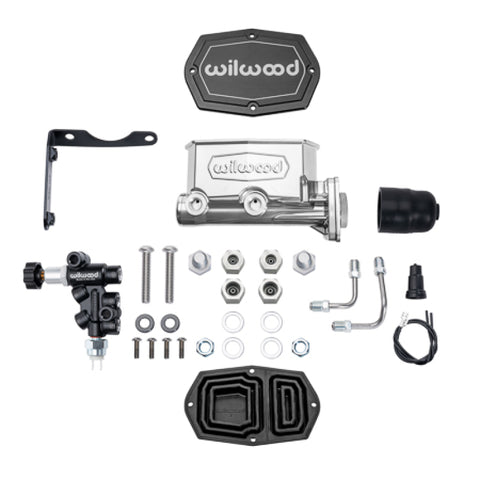 Wilwood MOPAR Compact Tandem M/C Kit w/ P-Valve 1in Bore - Chrome Powdercoat